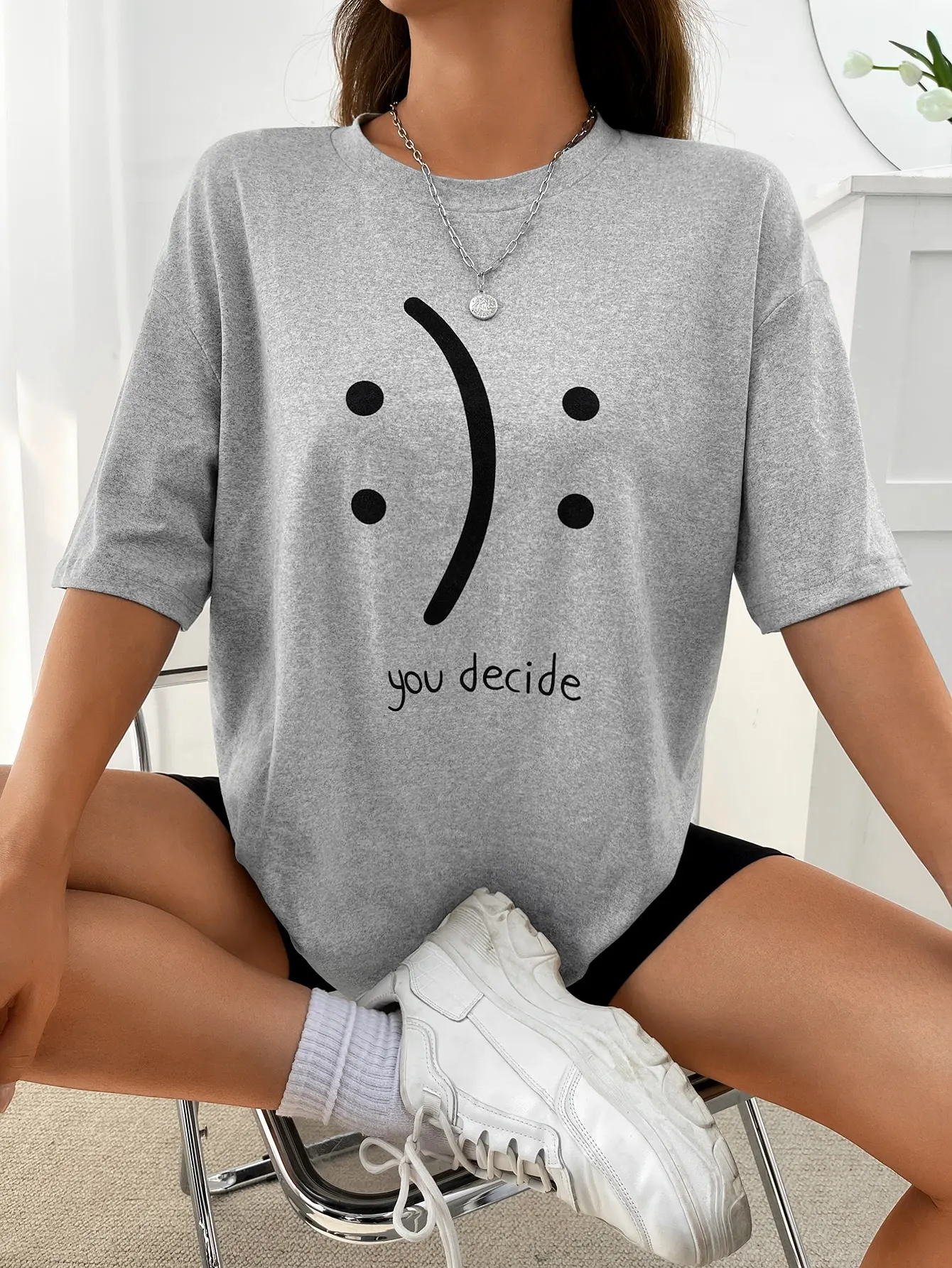 

It'S Okay You Decide On It Cotton Print Women T-Shirt Harajuku Loose T-Shirts Hip Hop Casual Tshirt Creativity Fashion T-Shirt