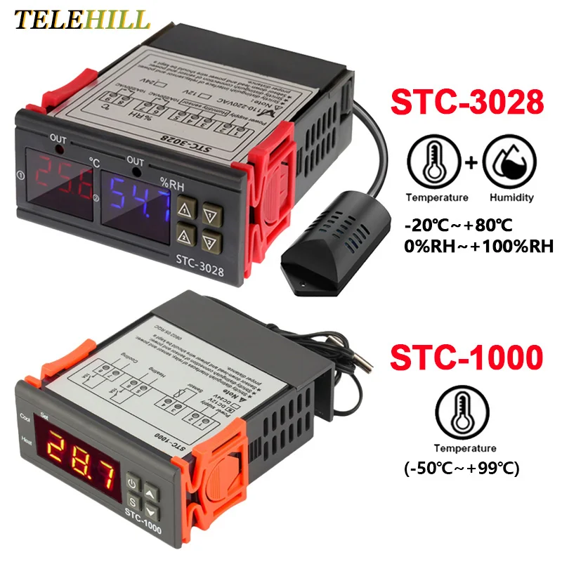 

STC-3028 STC-1000 Digital Thermostat Temperature Control AC 110V 220V DC 12V 24V Thermometer Hygrometer Incubator Controller