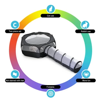 2-In -1 Cat Tunnel Rabbit Cage Two-Piece Cat Nest Toy Foldable Multifunctional Cats Roll Cage Pet Supplies 4