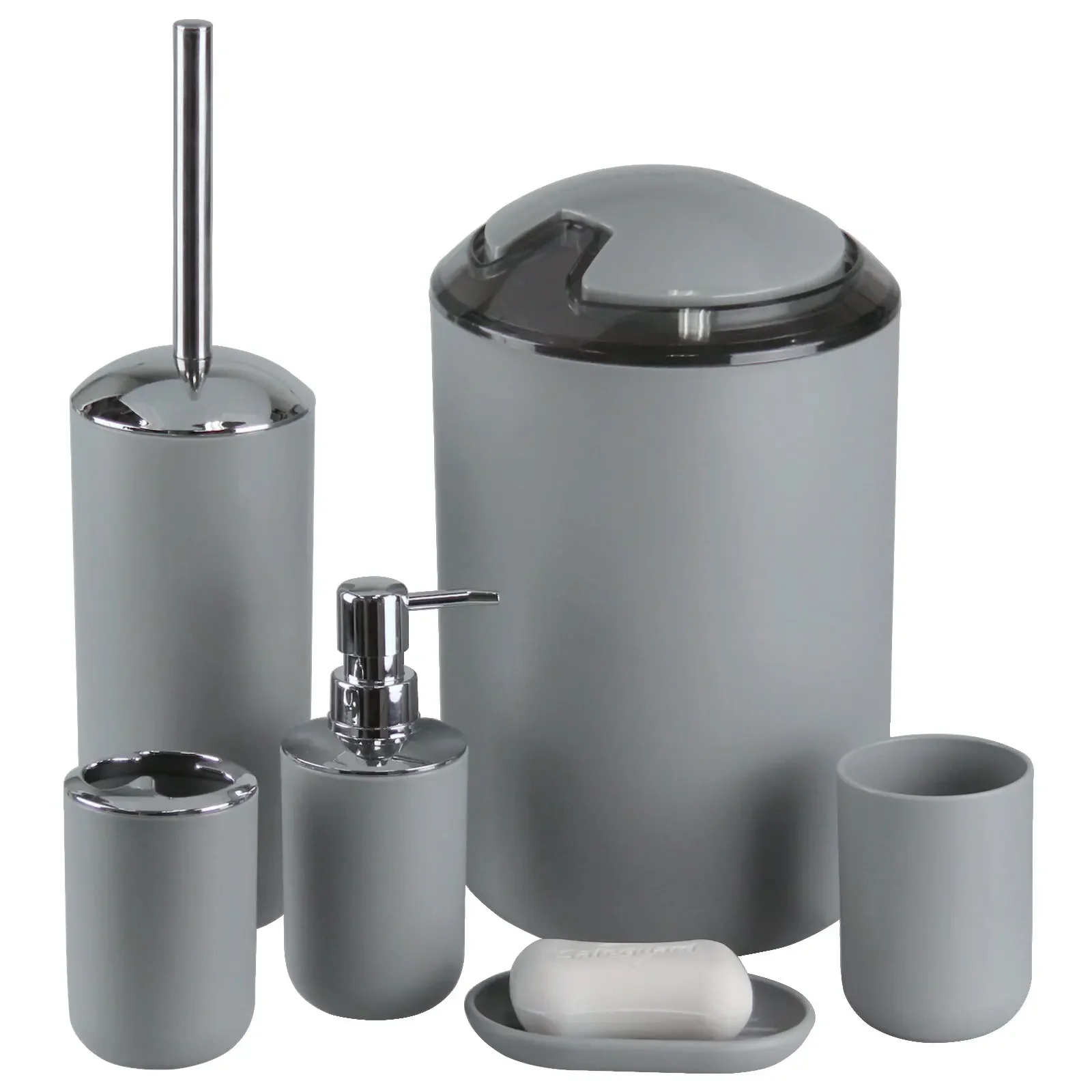 Bathroom Accessories Set 6 pcs Toothbrush Holder Toothbrush Cup Soap Dispenser Soap Dish Toilet Brush Holder Trash Can
