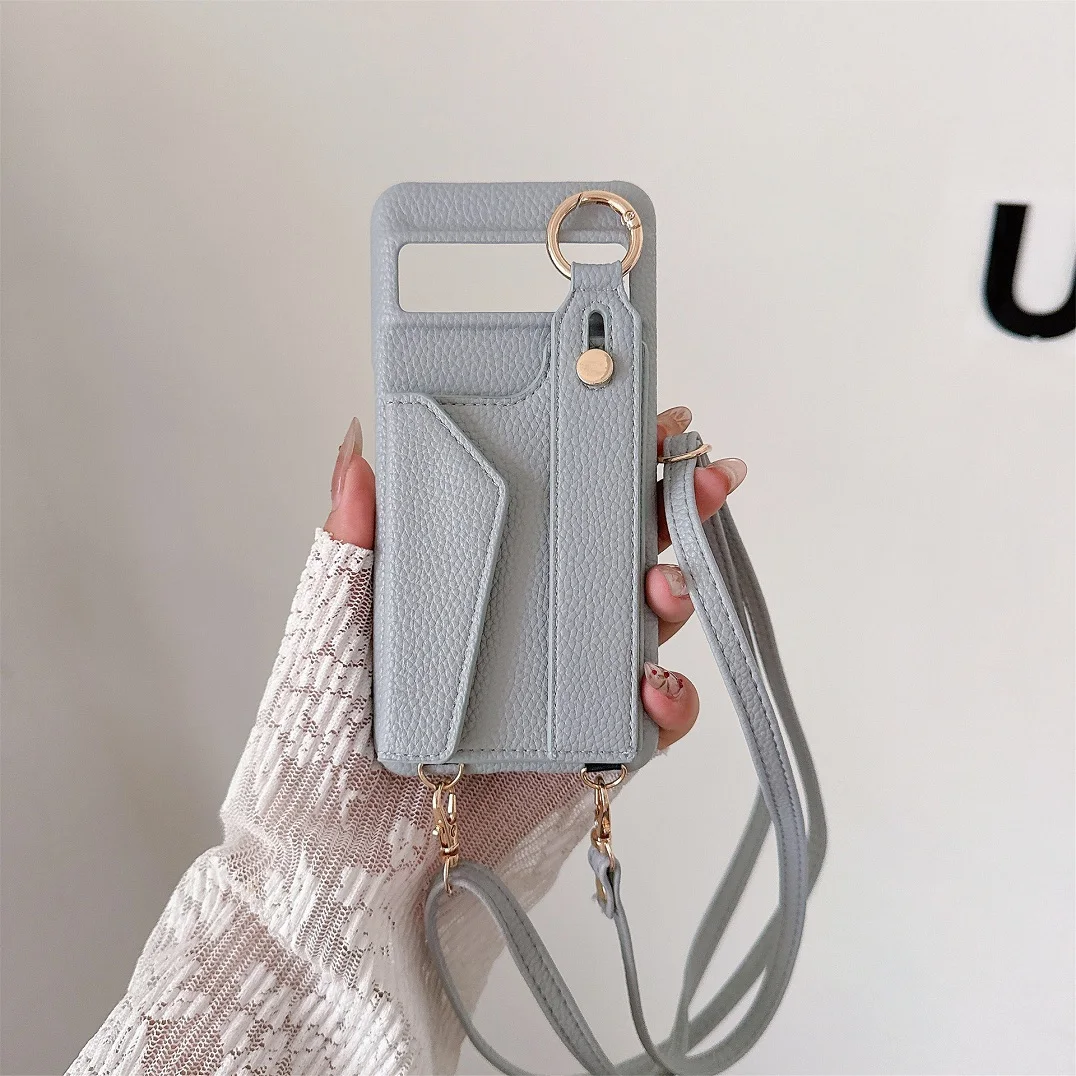 Luxury Crossbody Leather Wallet Case with Hand Strap