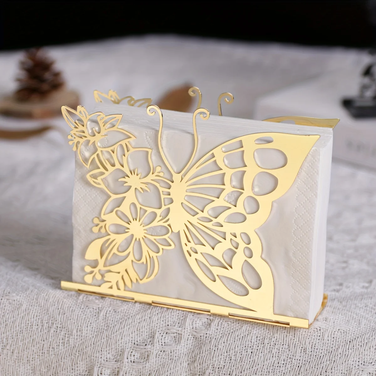 1pc,Butterfly Metal Creative Napkin Holder,Tissue Holder,Coffee Table with Table Tissue Organizer,Kitchen Is And Table Decor 2
