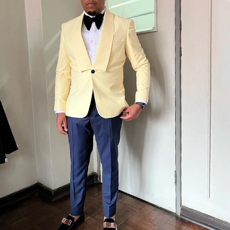 

New Suits for Men One Button Blazer Sets Wedding Groom Tuxedos Suit Costume Homme trajes elegante para hombres Jacket+Pants