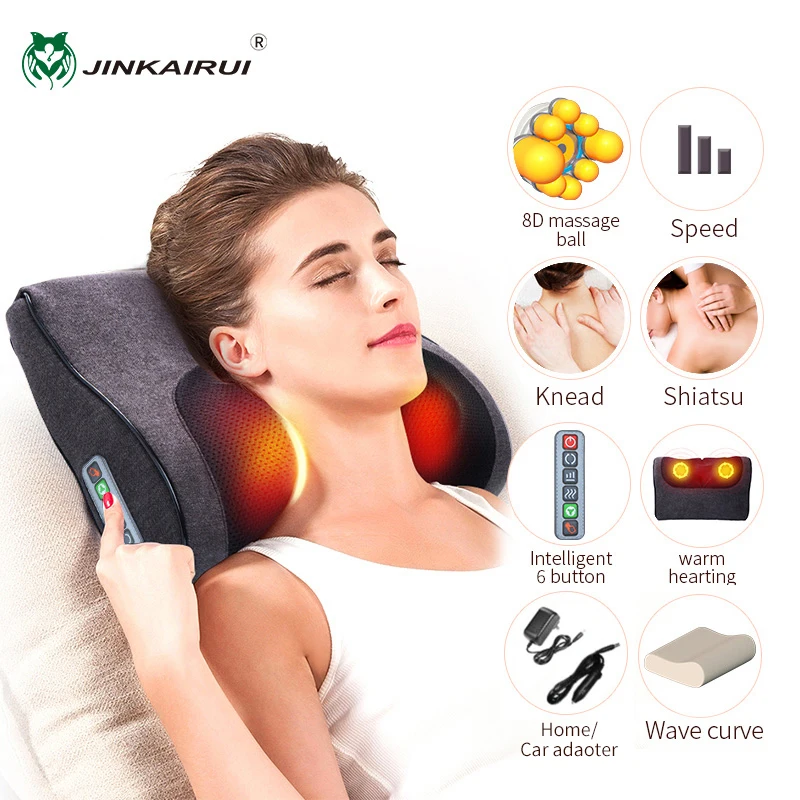 TRAKK Shiatsu Back and Neck Shoulder Heated Full Body Massager Pillow -  Black 