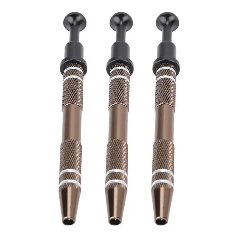 3-Pack 4-Claw Jewelry Grabber Tool – Stainless Steel Pick Up Tool For Pearls, Gems, Screws, IC Chips, And Small Parts (Silver, Brown, Black)