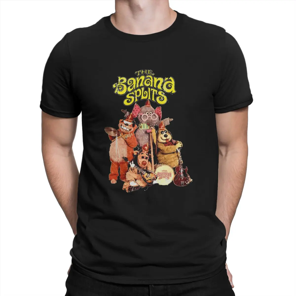 thumbnail image 1 of Camiseta Drooper desgastada para hombre, con dibujos animados de Banana Splits, cuello redondo, manga corta, tela, humor, regalos de cumpleaños de alta calidad., 1 of 6