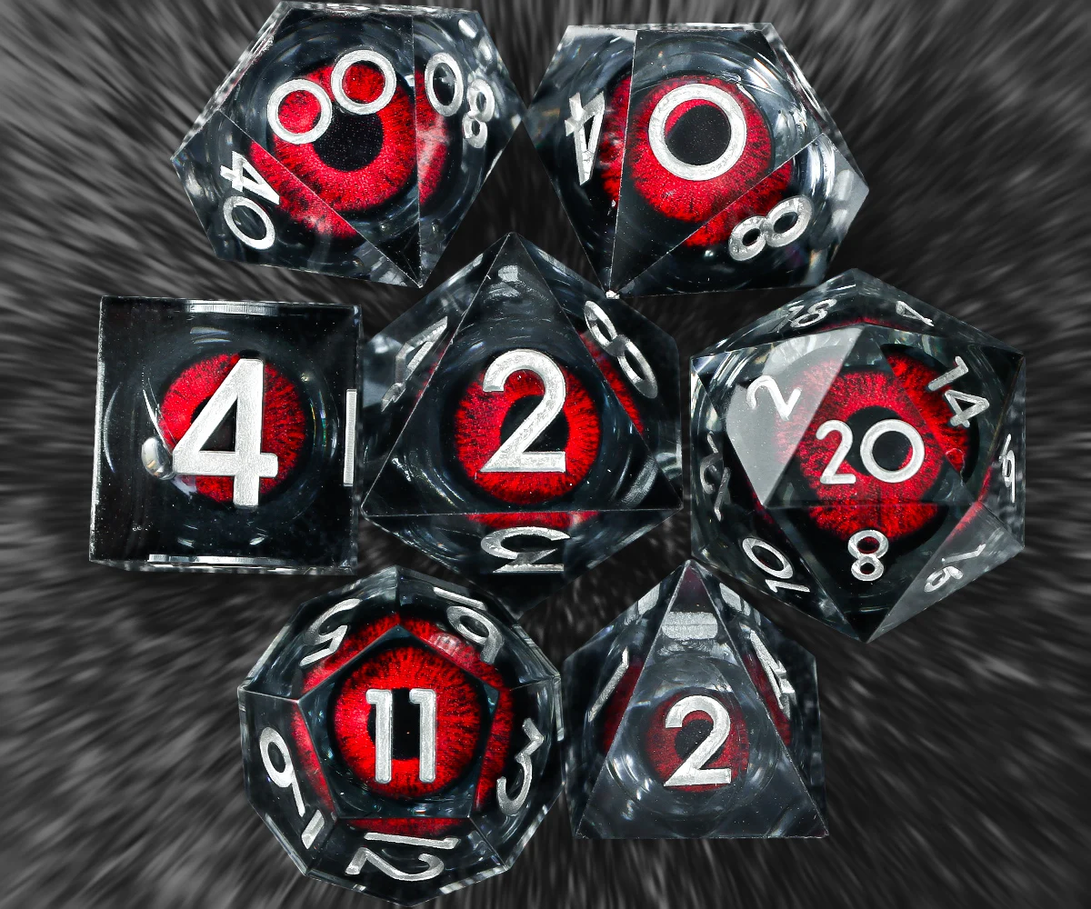 던전 앤 드래곤, D&D 레진 주사위 세트, 7피스 레진 다면체 주사위 세트 (테이블탑 게임용)