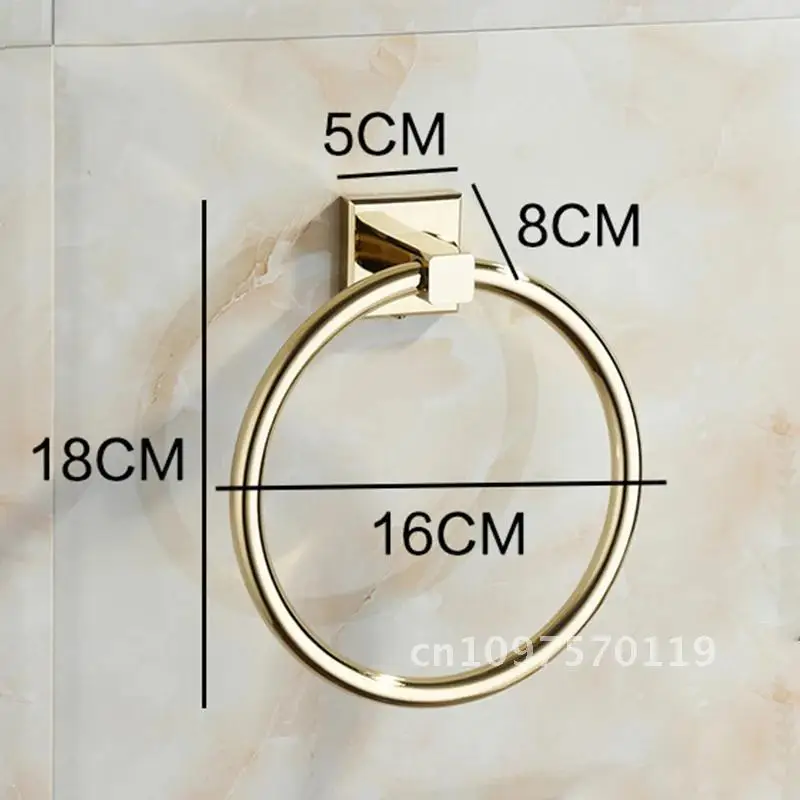 Round Towel Rings European Style Soild Ring Gold Holder Wall-Mounted Towel Bathroom Rings Brass