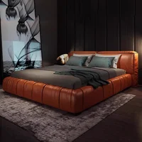 Chambre à coucher noire lit Double minimaliste fantaisie tables de nuit 180x200 lit rembourrage têtes de lit Camas matrimoniales accessoires pour la maison 3