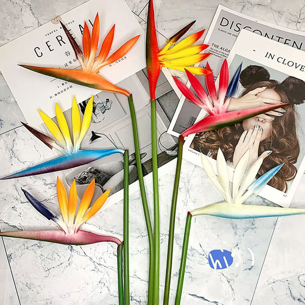 1 Pz 57Cm Artificiale Singolo Ramo Strelitzia Reginae Uccello Del Paradiso Fiore Morbido Simulazione Piante Regalo Di Nozze Decorazione Della Casa