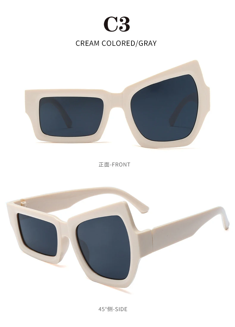 Neue Mode Persönlichkeit Männer Hip Hop Übertriebene Sonnenbrille Asymmetrische Größe Augenbraue Pick Frauen Oculos – Detail 10