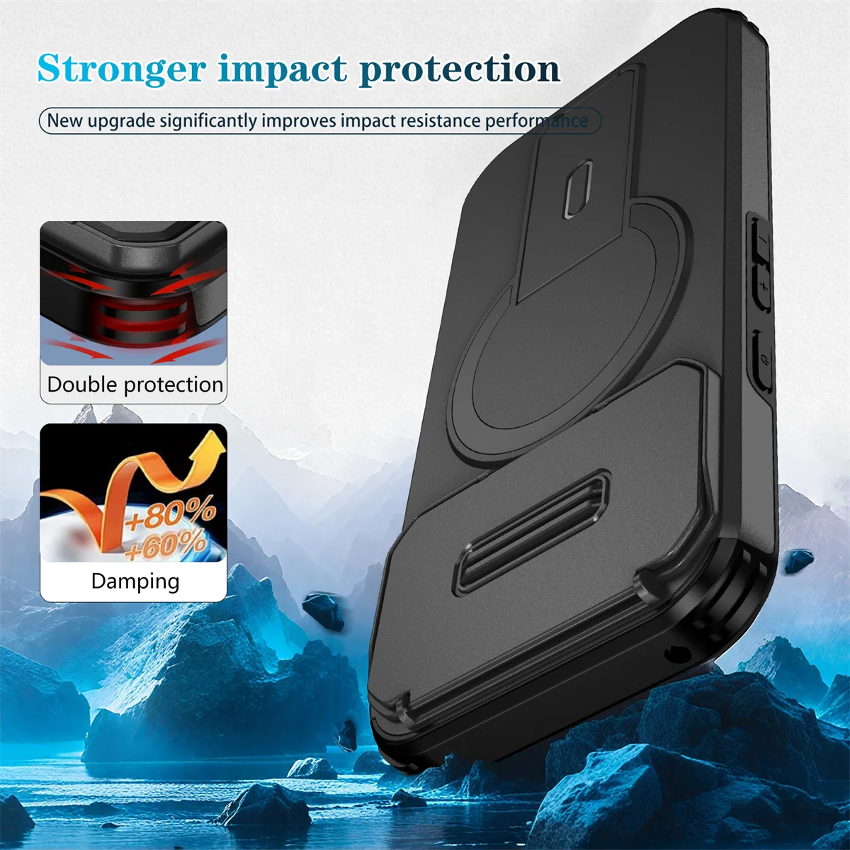 Shockproof Rugged Magnetic Charging Phone Case with Invisible Stand - Magsafe Protective Cover