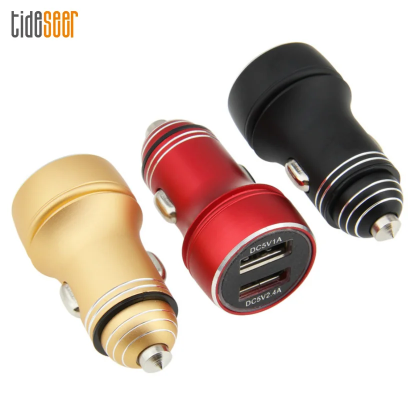 

100 шт., автомобильное зарядное устройство с двумя USB-портами, 5 В, а/1 А