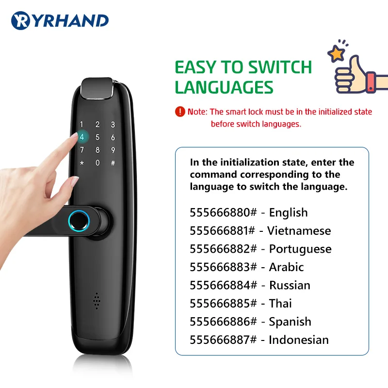 YRHAND H2 Tuya wif fingerprinti fechadura eletronica сейф password cerradura inteligente smart door lock smart locks