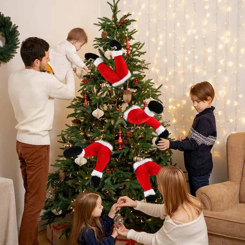 Santa Claus Elf Legs Doll Christmas Tree Decoration Home Fireplace Hanging Ornament Xmas Tree Picks New Year Party Supplies Gift