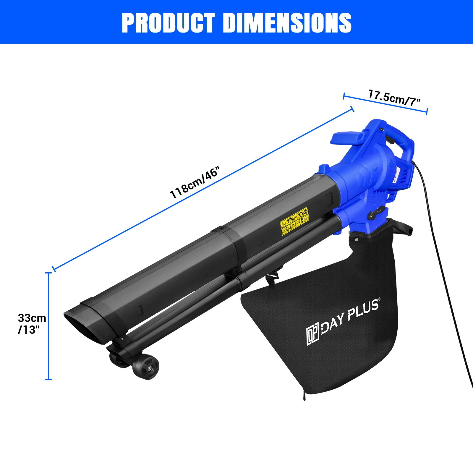 Powerful 5000W Garden Electric Leaf Blower & Vacuum 3 in 1 Leaf Blower 35L Leaf Collection Bag,6 Speeds for Home Garden