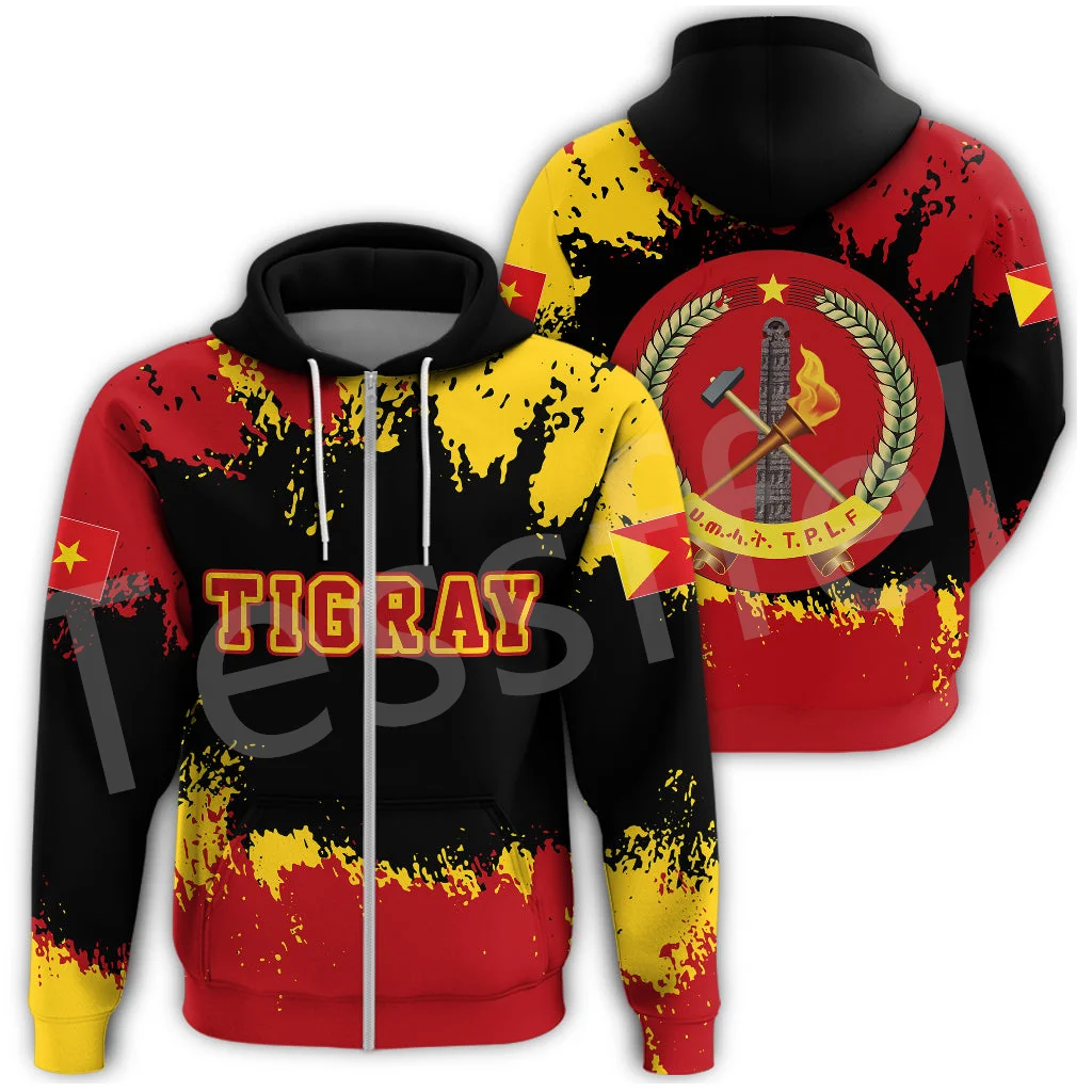 Tessffel NewFashion Custom Name Africa Country Ethiopia Tigray Flag Retro Tracksuit 3DPrint Men/Women Casual Pullover Hoodies 14
