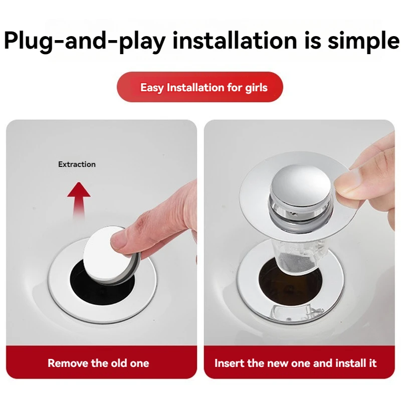 Universal Washbasin Press Type Drainage Filter Sink Sewer Kitchen Bathtub Plug ShowerPlug Bathroom drain filter drain plug