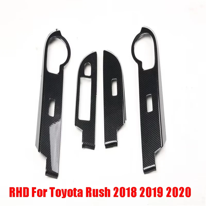 

RHD для Toyota Rush 2018 2019 2020 Стайлинг автомобиля из углеродного волокна интерьерная дверь окно подъемник панель переключателя крышка отделка Аксессуары