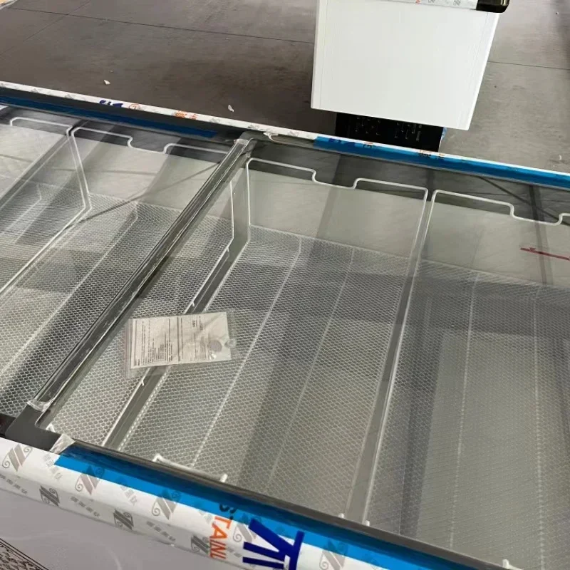 Glass Door Freezer Supermarket Chest Horizontal Deep Island Freezer Display Refrigerator