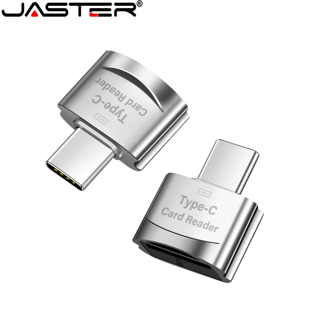 JASTER 고속 금속 C타입 메모리 스틱 카드 리더, 실버 블랙 범용 카드 리더, 휴대폰 태블릿 컴퓨터용