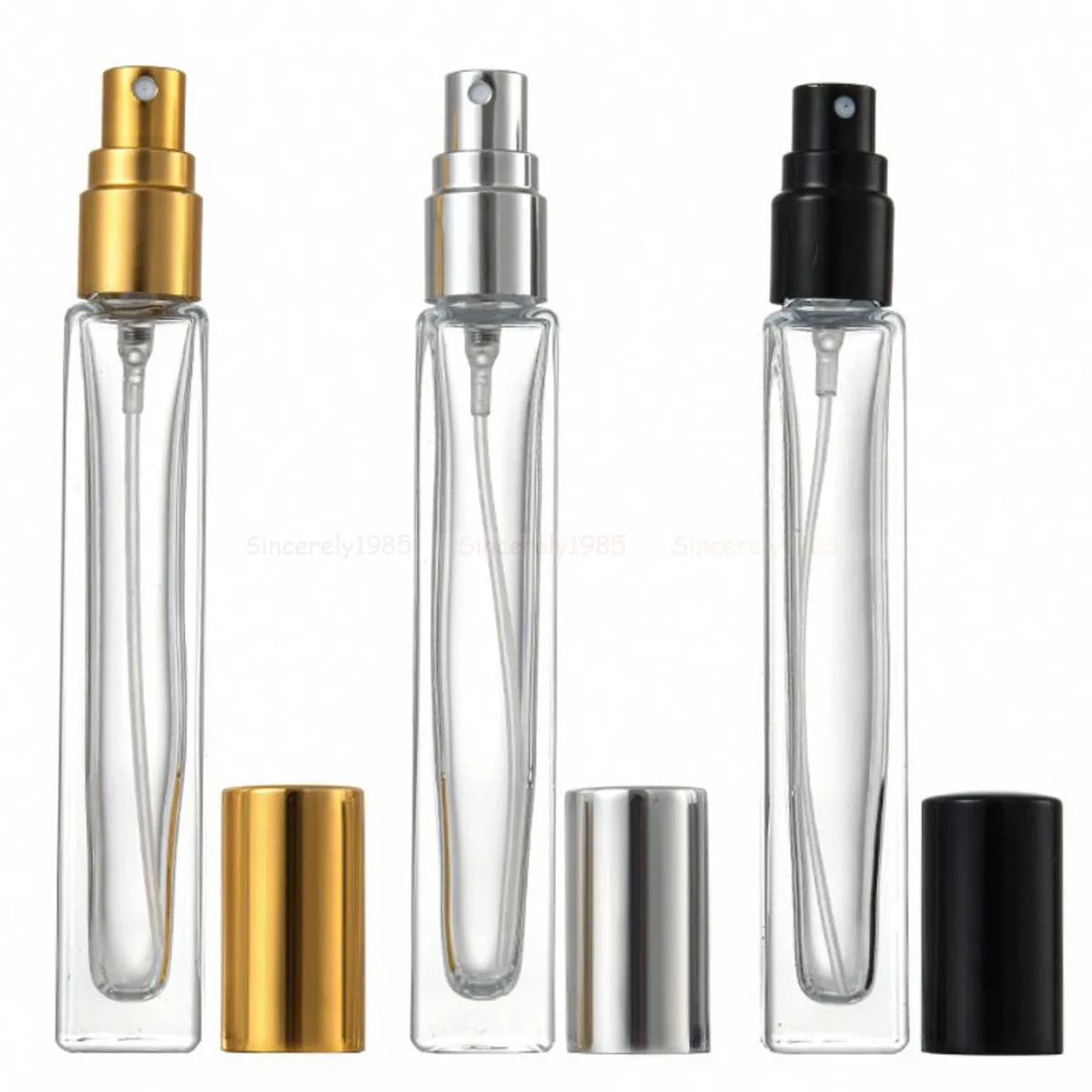 3X 10X 10ML Clear Square Thick Glass Perfume Oil Bottles Spray Atomizer Empty Sample Vial Refillable Sprayer Flacon High Grade refillable atomizer square glass perfume bottle clear high grade perfume spray bottle press type fine mist cosmetic container