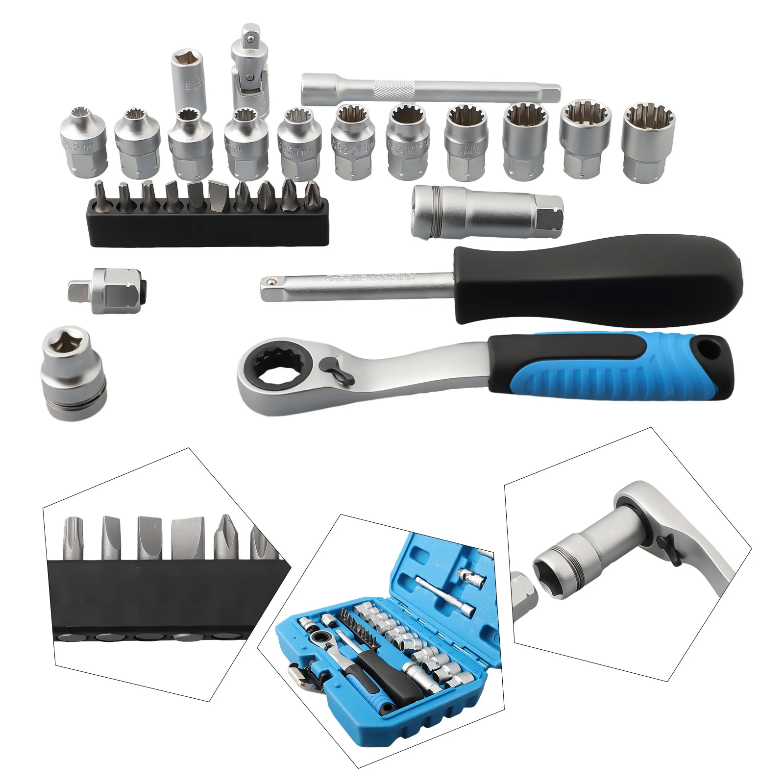 

29PCS Core Ratchet Socket Torque Wrench Kit Car Auto Repair Tool Screwdriver For Mechanical Maintenance Hand Tools Parts