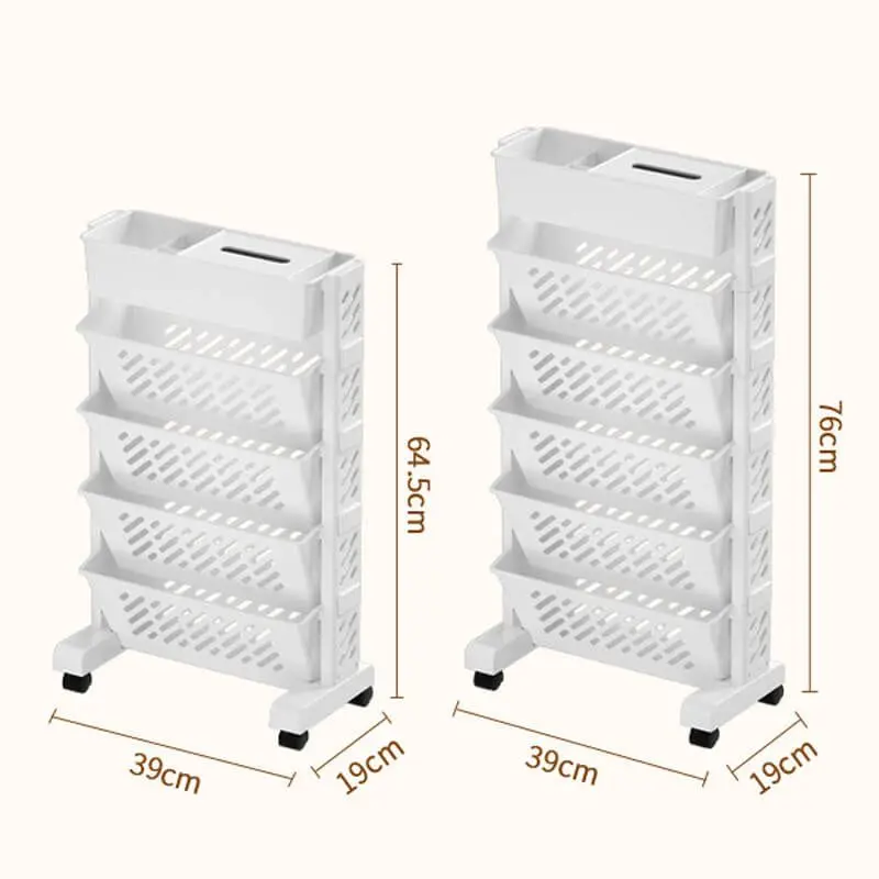 Simple Movable Book Shelf on Wheels 5/6 Layers Bookshelf Movable Floor Small Cart Book Storage Shelf Pen Holder Office Supplies storage rack book display stand cube storage organizers corner wall shelves
