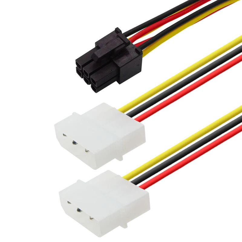 1PC 2X 4 Pin Molex to 6 Pin PCI Express PCIE Video Card Power Adapter Cable