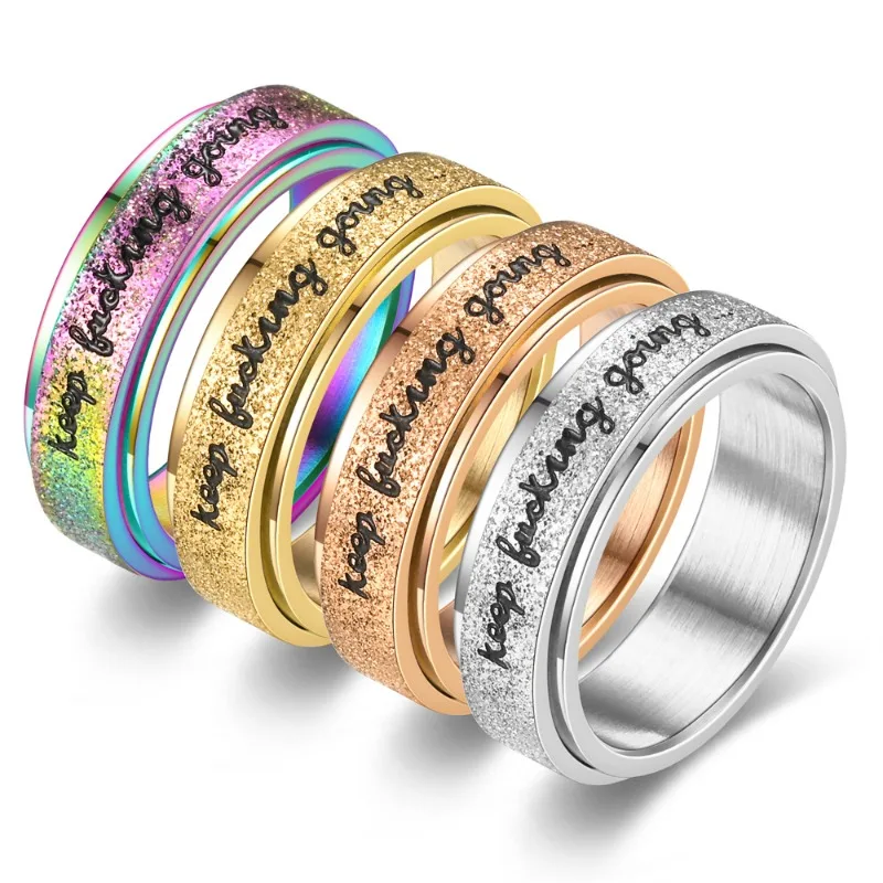 Anello rotante in acciaio inossidabile vibrante ispiratore alla moda, regolabile, unisex, da indossare ogni giorno, per mantenere l'anello - immagine 4