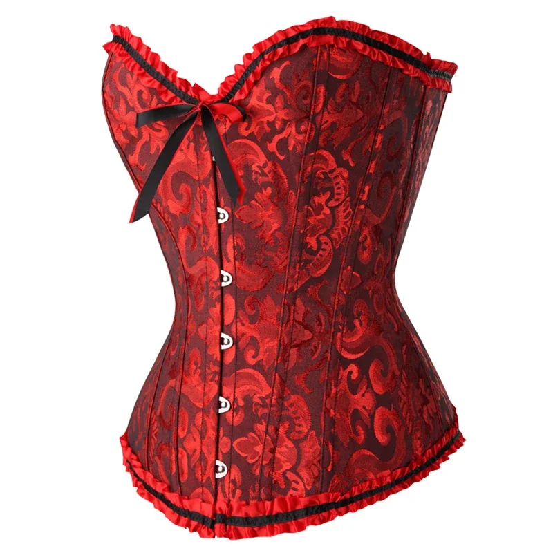 Elegant Floral Lace Overbust Corset - Vintage Gothic Satin Shapewear