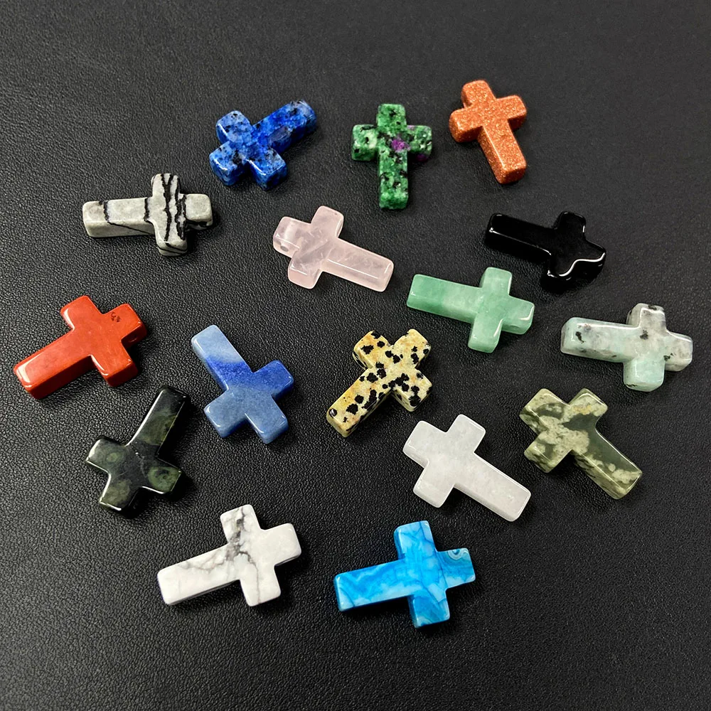 Cross Shape Pendant Natural Stone Agates Charms Jaspers Quartz Cross Beads  for Jewelry Making Bracelet DIY Earrings 18x26mm - AliExpress