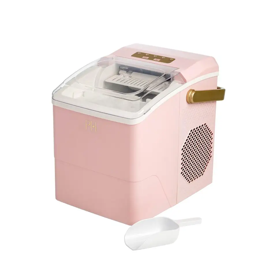 Compact Pink Portable Ice Maker with Nugget Ice