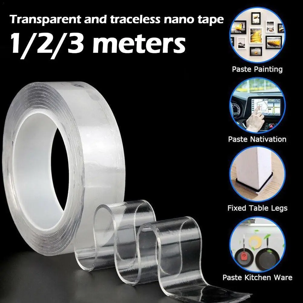 

Super Strong Nano Double Sided Adhesive Tape Washable Reusable Waterproof Transparent For Kitchen Bathroom Multipurpose Supplies