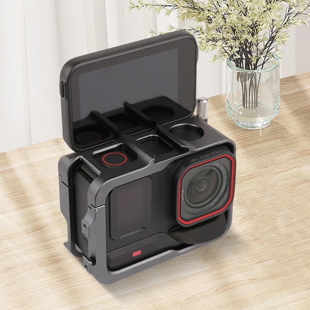 Aluminum Frame Cage W/ Cold Shoe Metal Cage Protective Frame for Insta360 Ace Pro 2 for Insta360 Ace/Insta360 Ace Pro