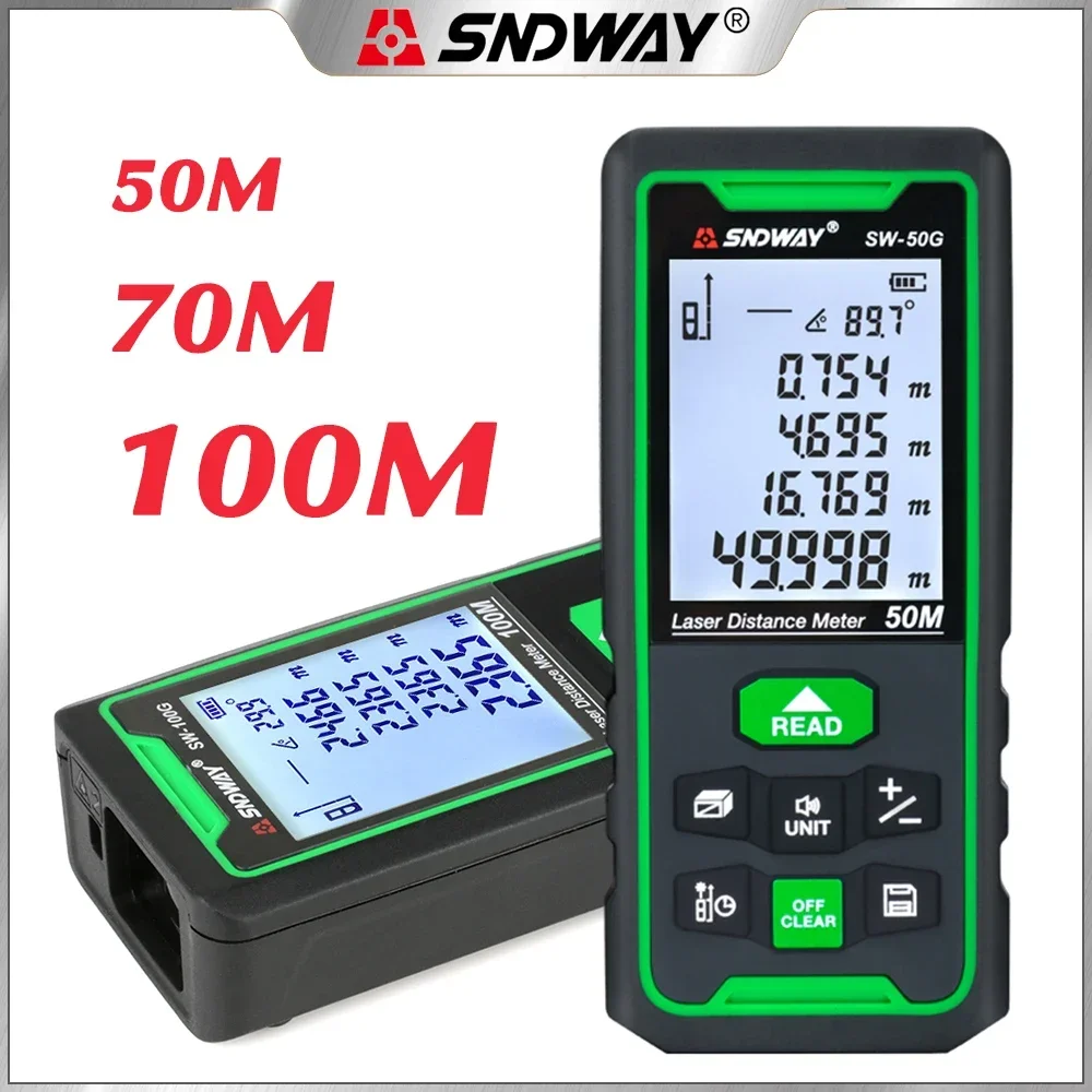 SNDWAYSW50G70G100GLaserDistanceMeter50m70m100mDigitalRangefinderHighFrequency