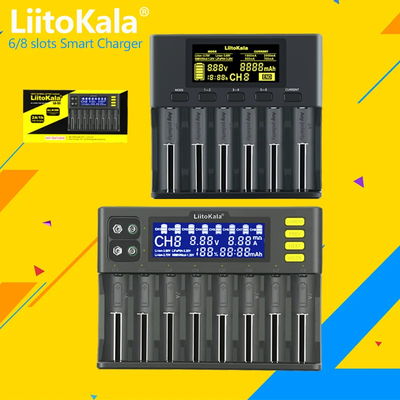 LiitoKala lii-S8 lii-S6 Lii-PD4 Lii-PD2 lii-S2 lii-S4 lii-402 lii-202 battery Charger 18650 26650 21700 lithium NiMH