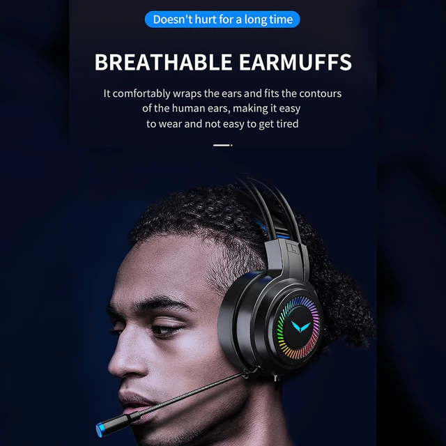 G60 Gaming Headset 7.1 Stereo Surround Sound Over Ear Wired Headphone with Microphone LED Light Noise Cancelling for PC PS5 Xbox - Image 5