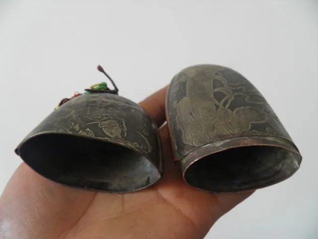 Collections chinese handwork carved belle & lotus bronze glasses case old box 6