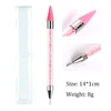1pc Dual Ended Nail Dotting Pen Pink Crystal Beads Handle Rhinestone Studs Picker Wax Pencil Gel UV Brush Manicure Nail Art Tool 3