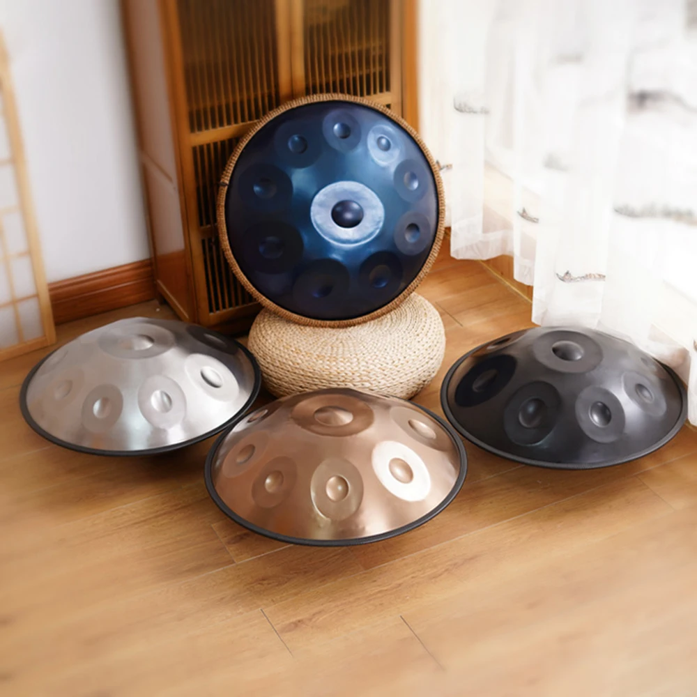 440Hz Hand Forged Drum for Meditation D Steel Tongue Nitrogen Stainless Steel Tapping 9 Tone 22 in
