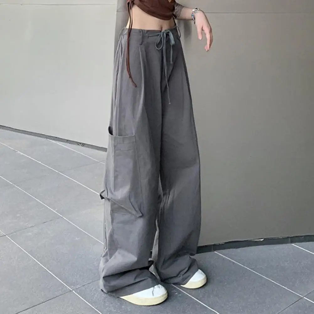 

Popular Cargo Pants All Match Polyester Women Trousers High Waist Lady Cargo Trousers