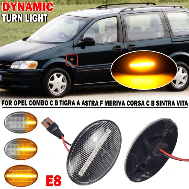 njssjd LED-Seitenmarkierungsanzeige für Opel/V-auxhall Corsa C Meriva A  Combo C LED-Blinker mit klarer Linse