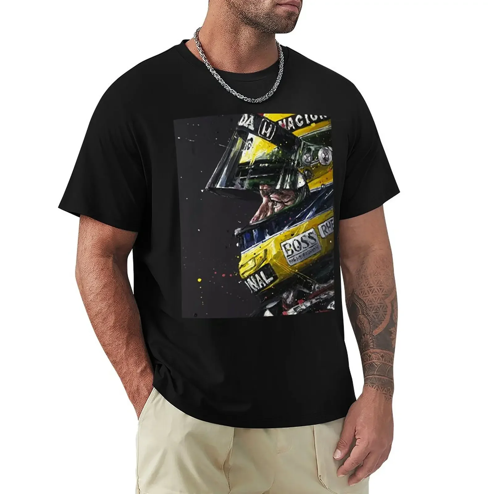 Illustrazione Ayrton Senna Art T-Shirt Sublime Funnys Blacks Magliette Da Uomo