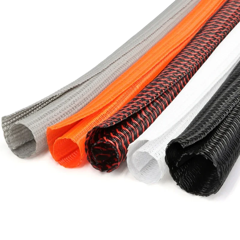 High-Protection PET Braided Cable Sleeve | Self-Closing Insulated Wire Organizer