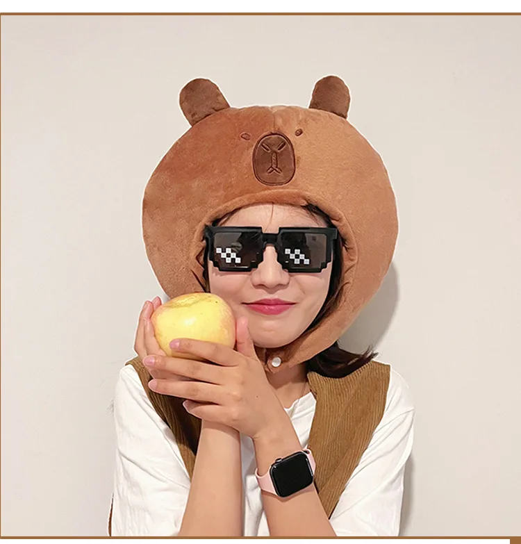 2026 Niedliche Tier-Capibara-Mütze, Plüsch-Capybara-Kappe, Kreative Capybara-Cosplay-Dekoration, Stirnband für Männer und Frauen, Geburtstagsgeschenk – Detail 5