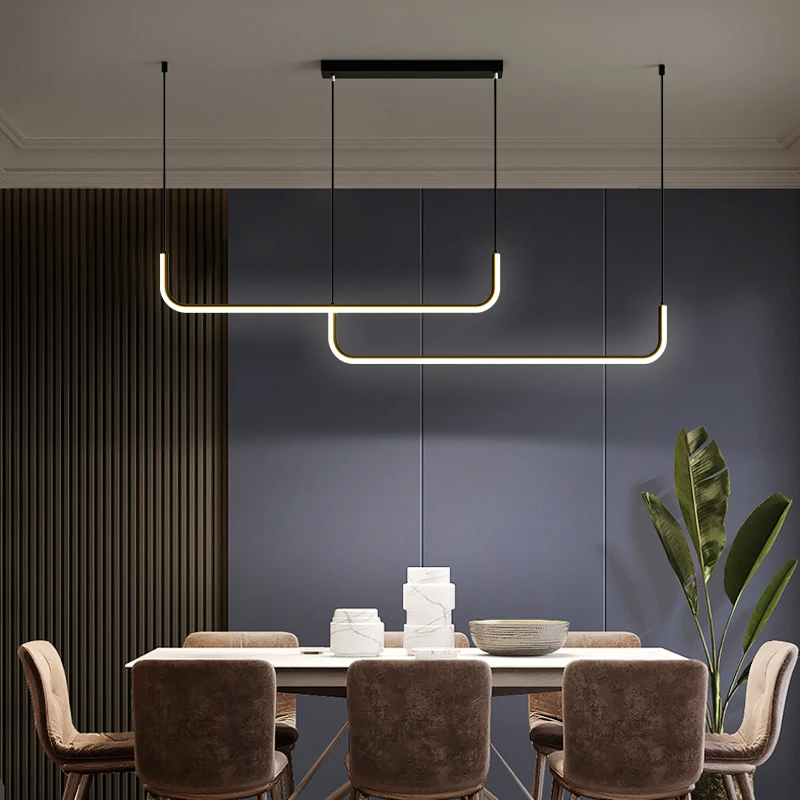 gold pendant light Modern minimalist LED ceiling chandelier long dining table chandelier kitchen lamp minimalist kitchen home decoration lighting outdoor pendant lighting