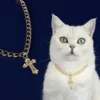 Fashion Cross Pendant Dog Accessories for Cat Neck Wear Fancy Zircon Pet Necklace Adjustable Cosplay Small Medium Puppy Collar 2