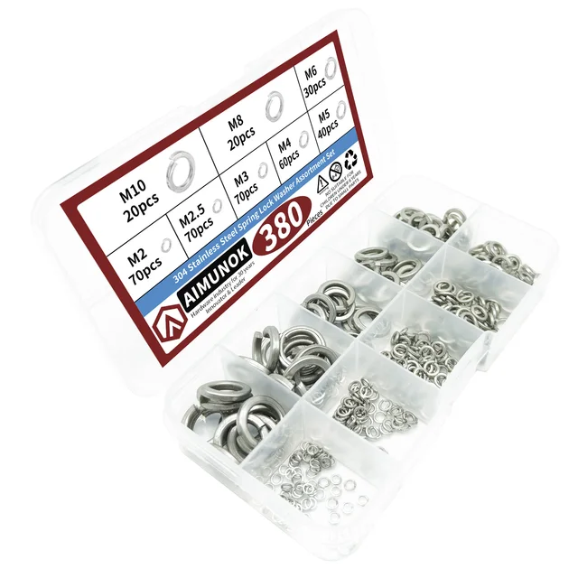 250 Rondelle Di Sicurezza A Stella M3-M12 - Acciaio Inox 304, Kit Con Scatola