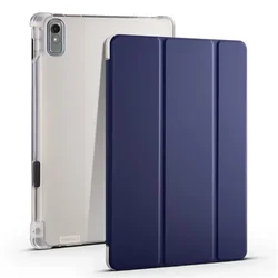 Premium Tablet Case with Pencil Holder and Soft TPU Clear Back for Xiaomi Pad 7 (Dark blue)